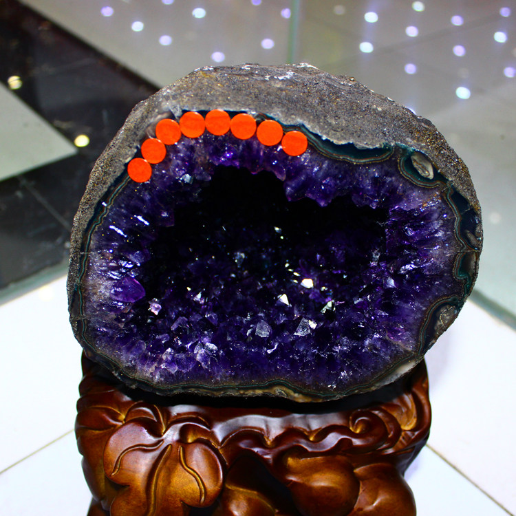 紫晶aaaaa天然洞石聚宝盆紫水晶乌拉圭钱袋子原石摆件奇石