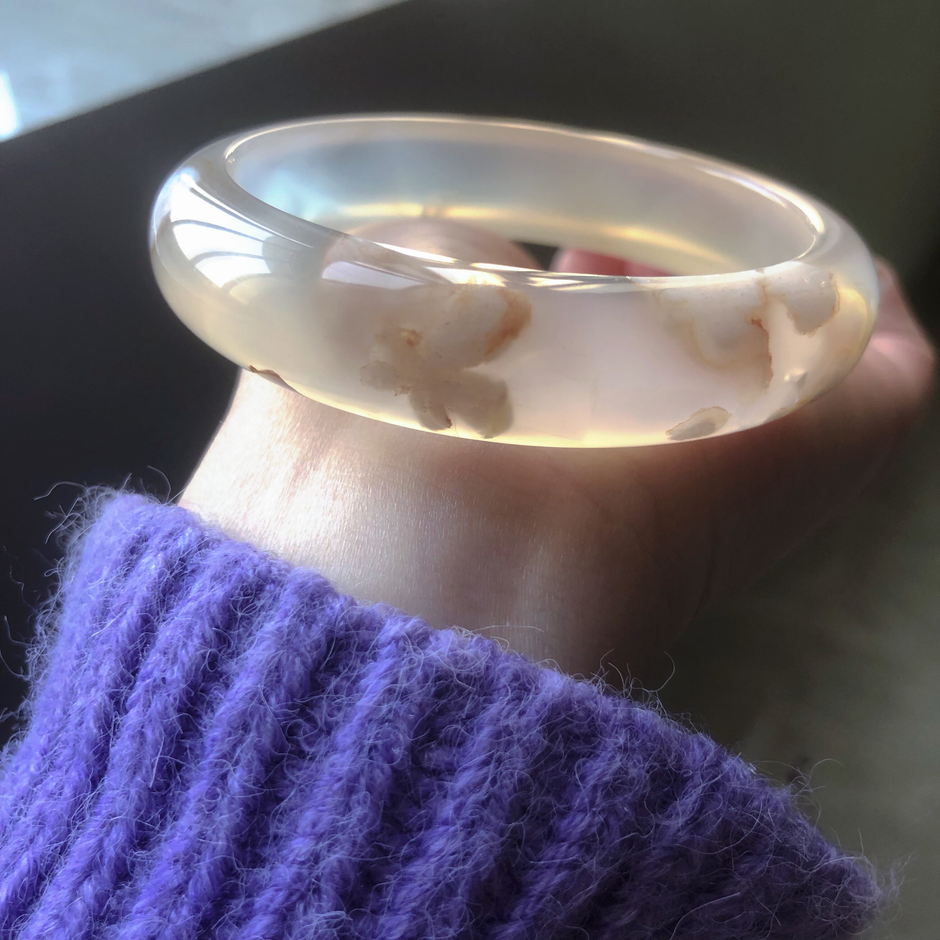 樱花玛瑙高冰透水中花单花独秀白冰婚纱白直播直播手饰