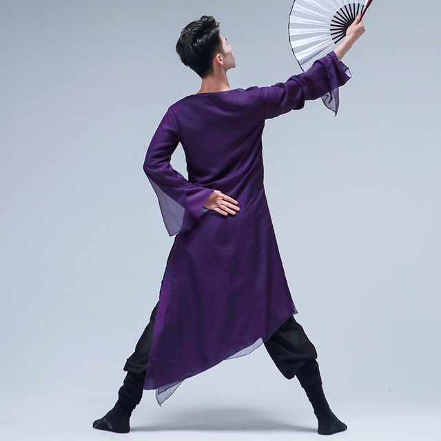 男款课堂基训服装练功服飘逸透气舞台演出服轻薄透气剑舞纱衣