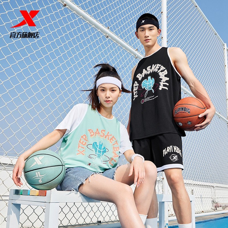 特步美式宽松运动情侣背心