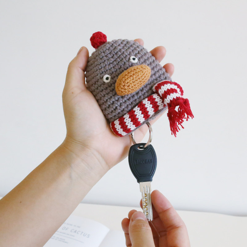 针织钥匙包创意卡通钥匙手工毛线独角兽图案女生创意钥匙包