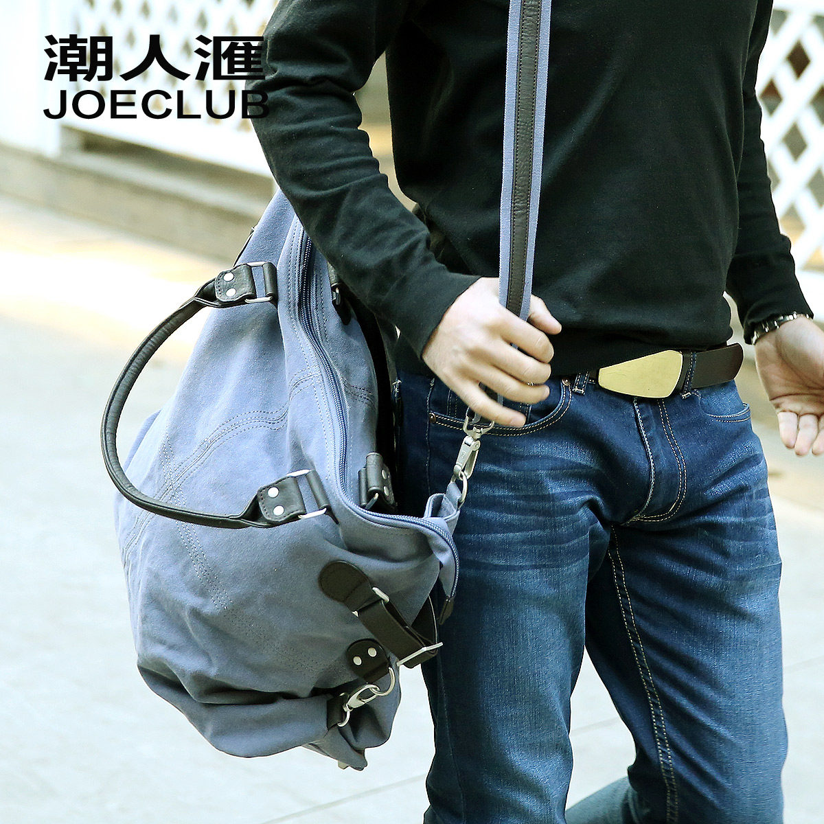 潮人滙2016新款女包学生机车韩版男背复古斜挎旅行单肩帆布大包包