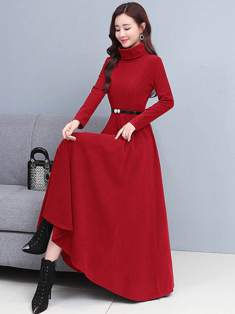 秋冬装连衣裙子2022年新款妈妈女装今年流行的冬季毛呢子冬裙大牌