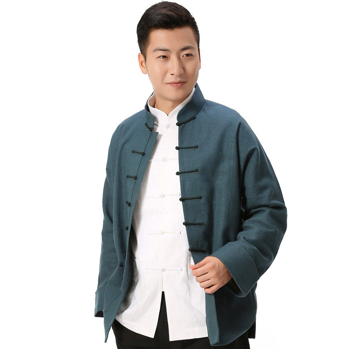 唐装男士长袖春秋秋季上装中式立领盘扣外套唐装