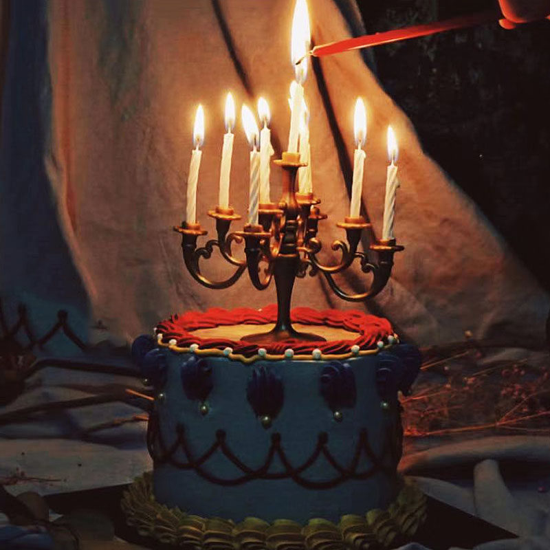 烘焙蛋糕装饰简欧欧式复古烛台蜡烛生日浪漫节日装扮用品