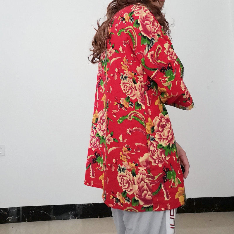 东北北大民族风秋季新款女装宽松腰显瘦棉短款连衣裙