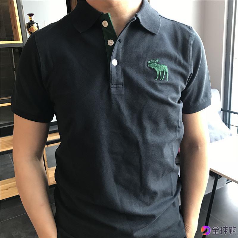 夏装af纯棉男短袖POLO衫商务保罗衫纯色男翻领T恤大码宽松体恤衫