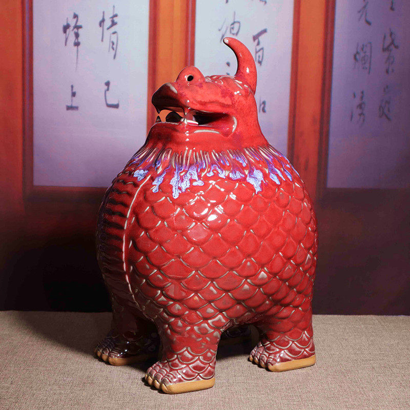 禹州钧瓷窑变大宋官窑同款天禄貔貅玄关装饰乔迁开业送礼钧窑摆件