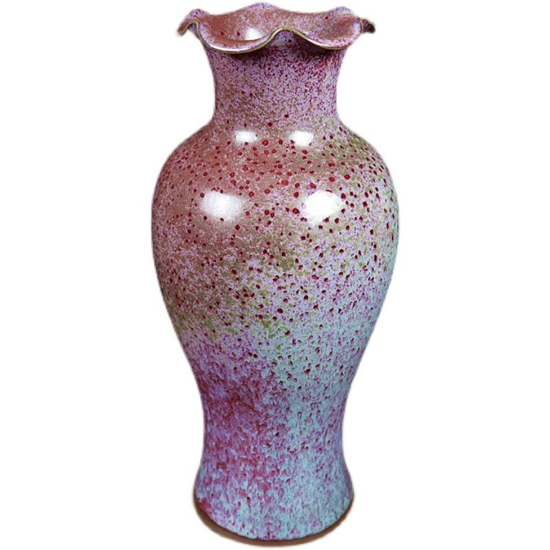 禹州中式花花插花台面卧室钧窑卢钧釉手工卢晓鹏花瓶