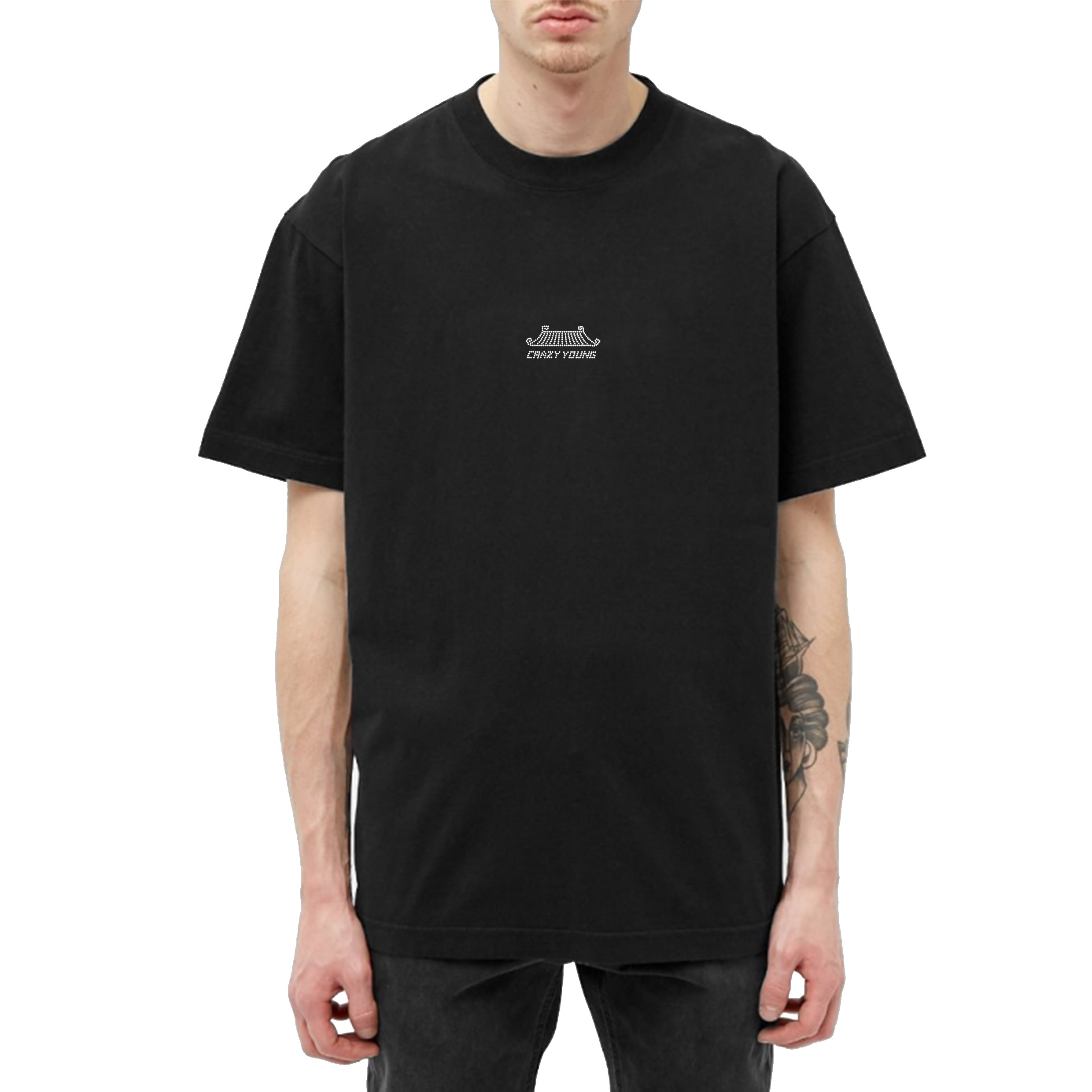 cy原创国潮cec短袖烫钻潮牌高街恤男宽松t恤