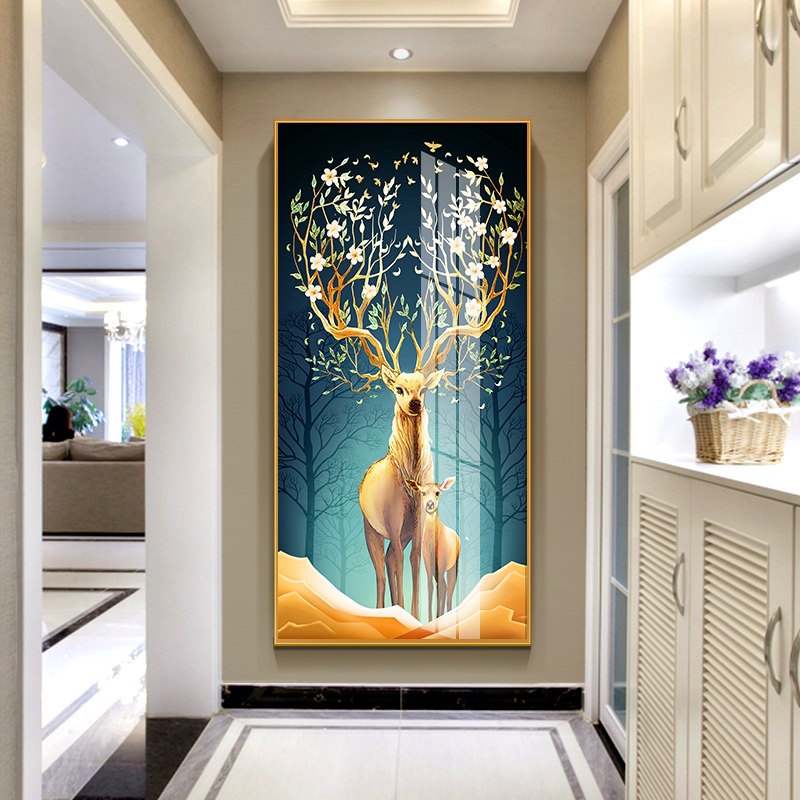 玄关装饰画入户进门玄关画竖版 现代简约过道装饰壁画走廊装饰画