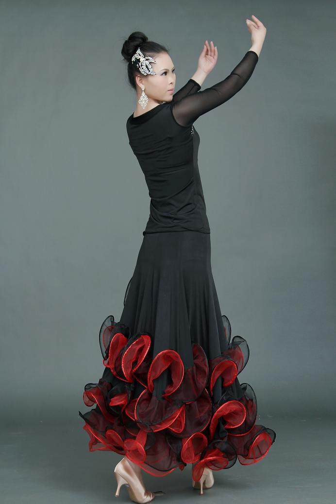 高档热卖摩登舞裙交谊舞广场舞国标舞新款半身大摆摩登舞下装