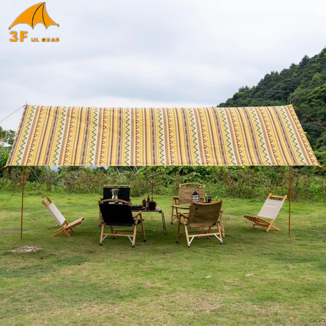 三峰出户外天幕露营帐幕印第安色涂防晒遮阳篷