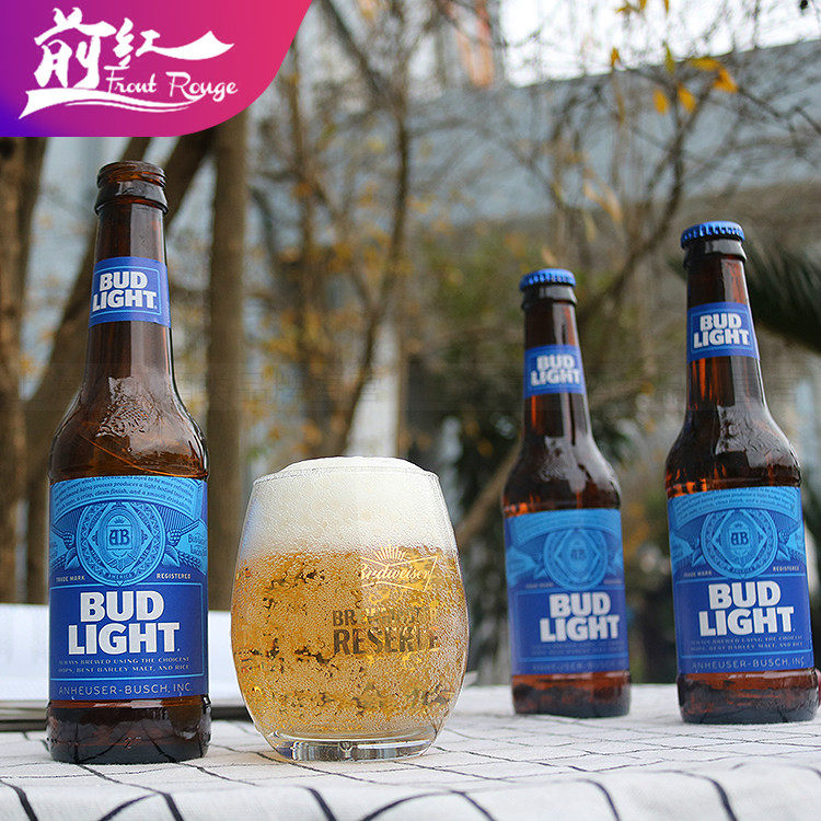 整箱英国进口蓝色清爽型百威旋盖淡啤酒bud light 300ml*24瓶轻啤