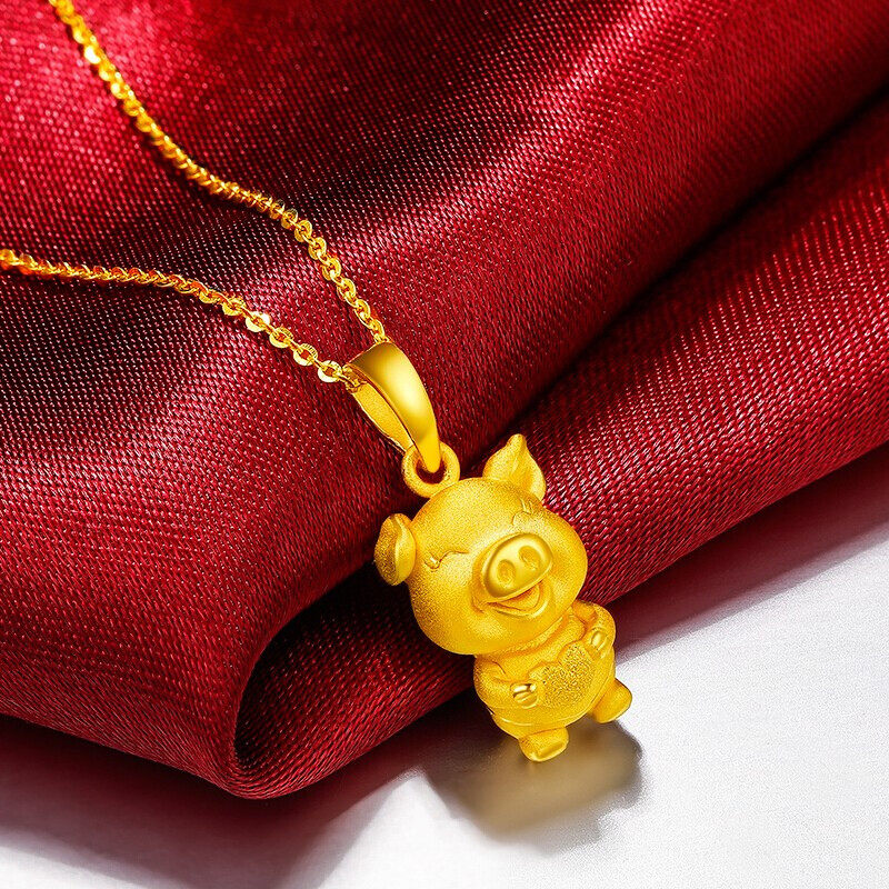 黄金吊坠宝蒂金猪项链本命年生肖女款颈饰