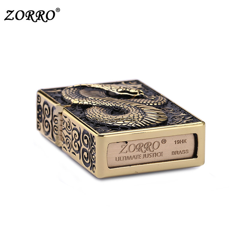 打火机zorro佐罗煤油盔甲浮雕手感复古防风砂轮煤油打火机