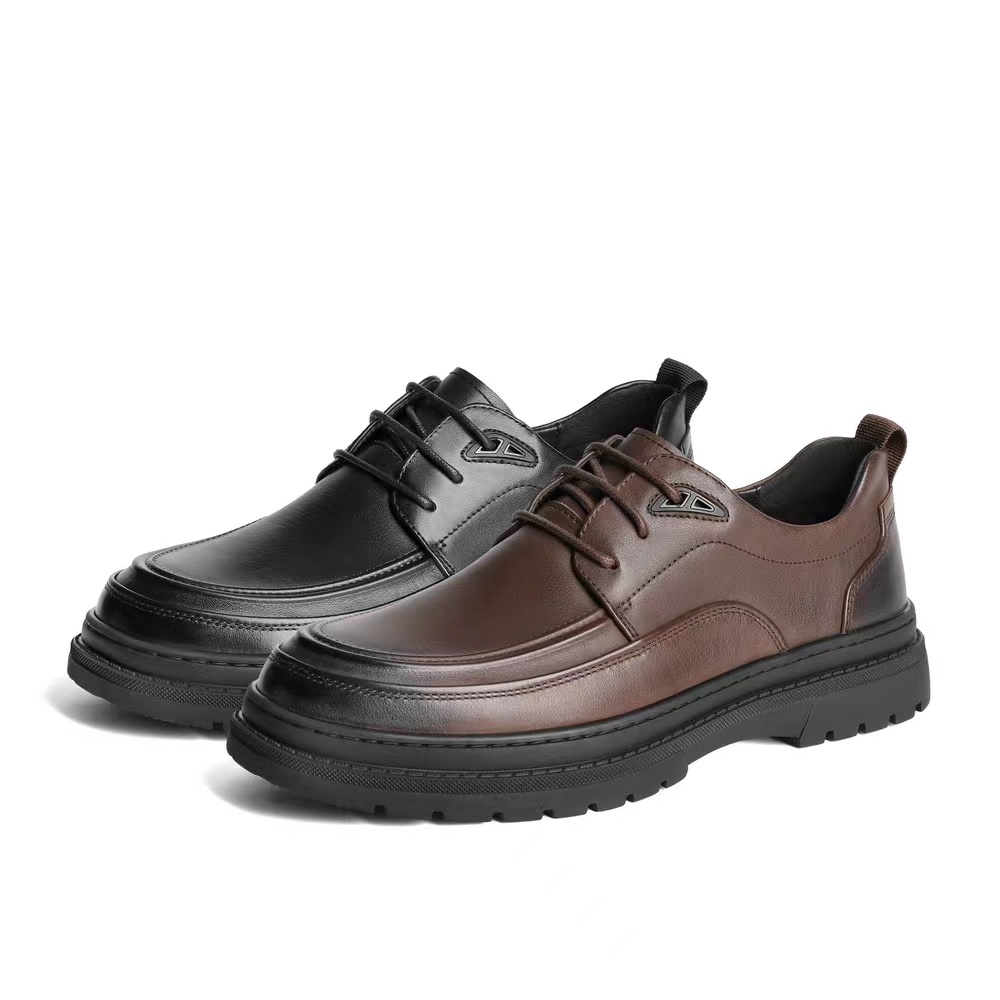 belle百丽商务男鞋2023秋季牛皮厚底休闲皮鞋休闲皮鞋