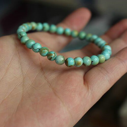 天然玉石保真原矿天蓝松石无染染色无注圆珠手饰