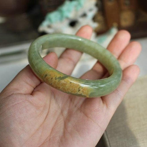 天然玉石保真和田玉河磨籽料带手镯证书圈口手镯
