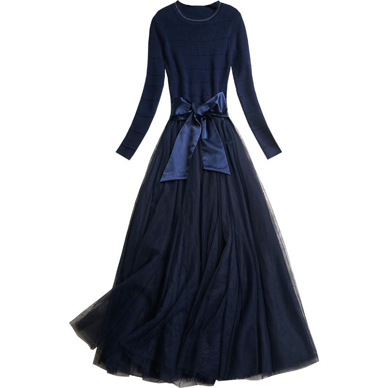 连体纱裙长款网纱超仙2020秋季御姐气质秋长连衣裙