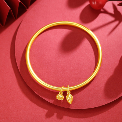 佐卡伊两世花丝足金金镯子镯子古法莲蓬珠宝定价黄金手镯 原价8150元