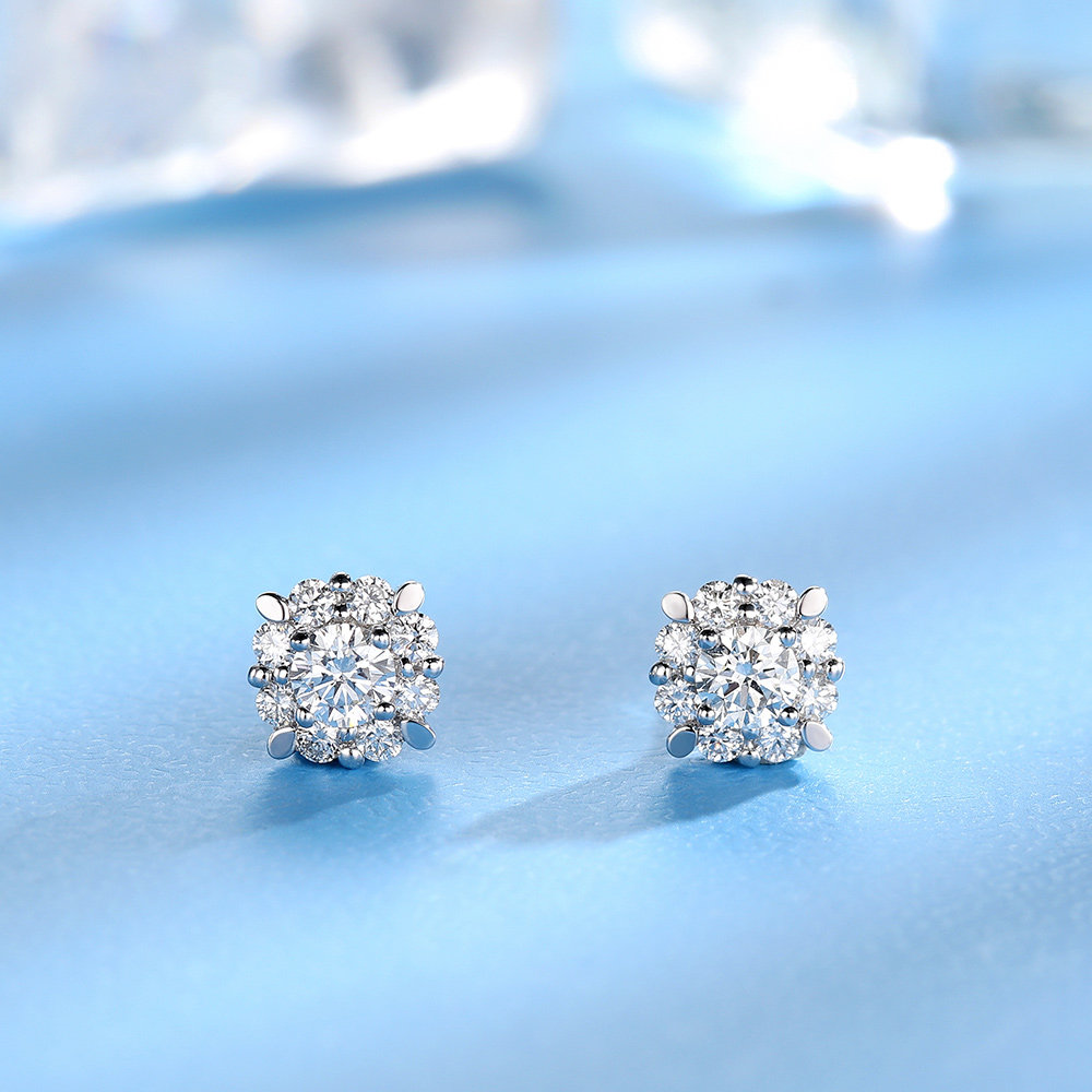 佐卡伊触电花火18k金群镶钻石耳钉新娘结婚耳环耳饰