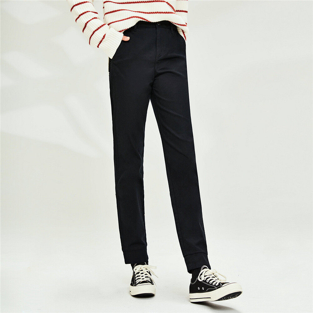 佐丹奴梭织裤子女装纯棉西裤裤头收脚长裤纯色休闲裤