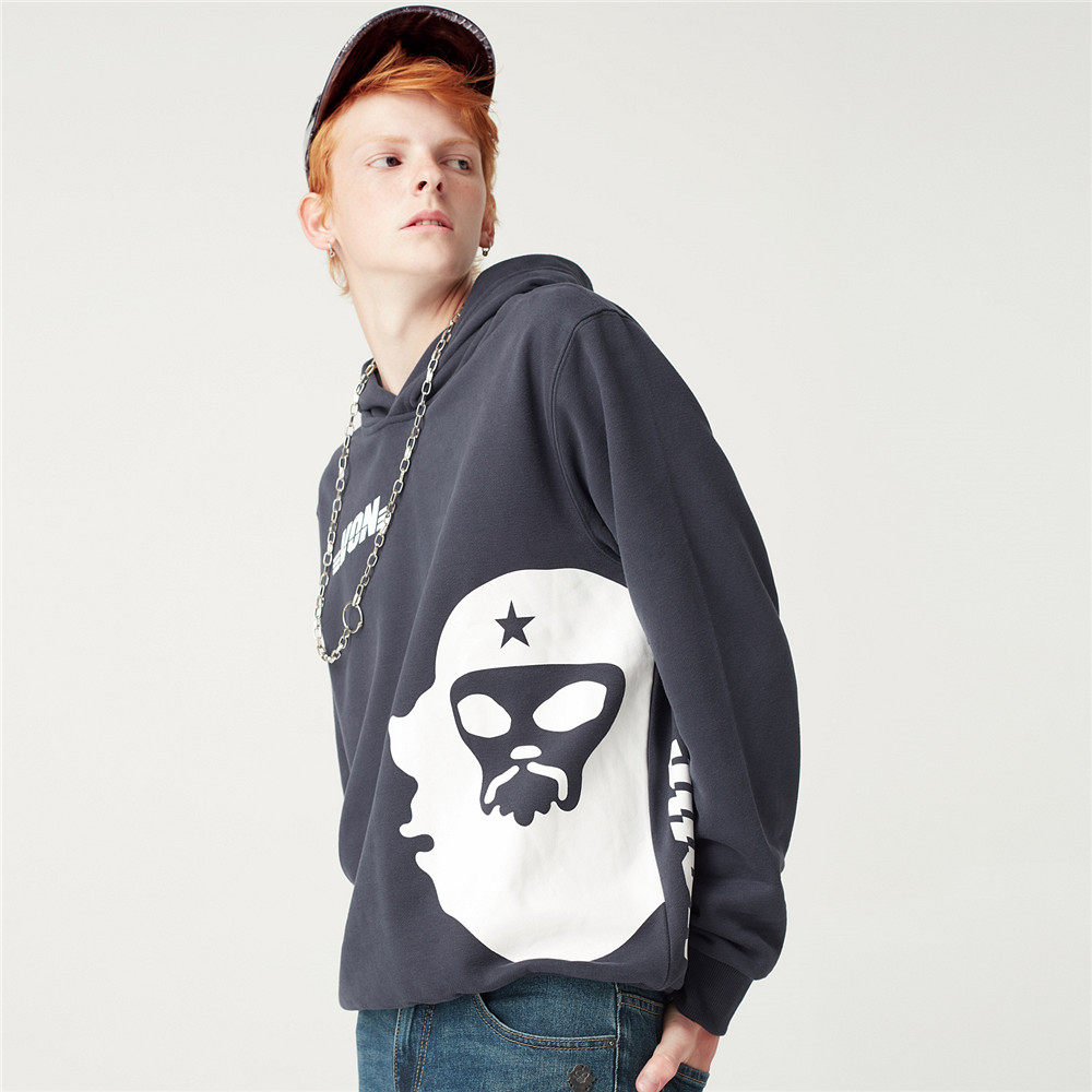 佐丹奴男连帽卫衣潮男装新款von头像印花内抓毛卫衣