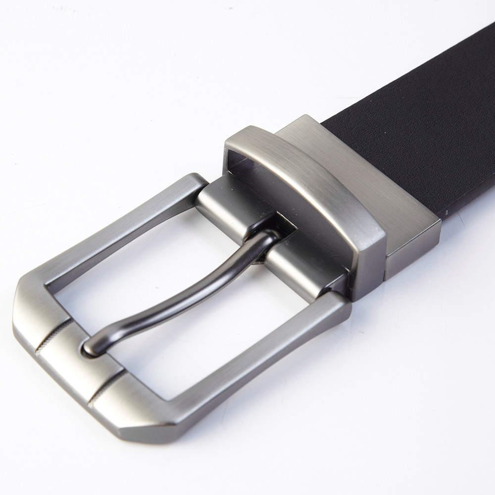 佐丹奴皮带 男装商务休闲拉丝钢扣双面皮带 黑色男士腰带01131023