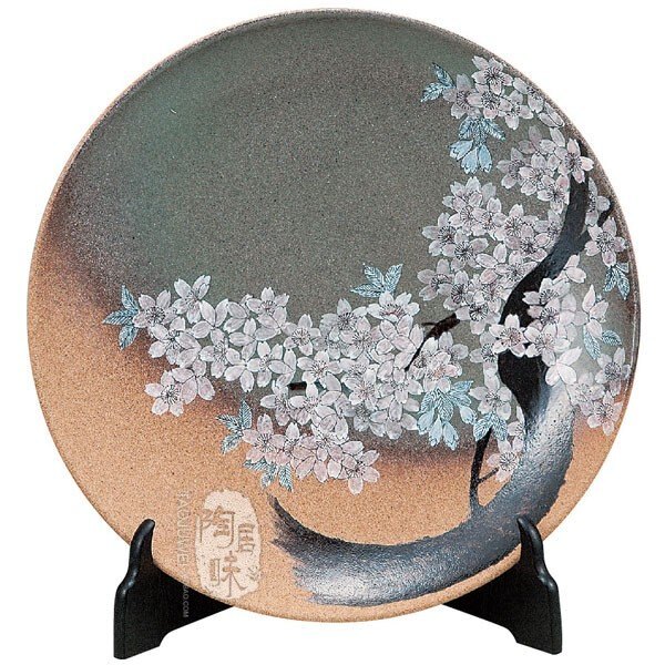 日本原装正品九谷烧樱花日式传统高档装饰工艺品装饰坐盘