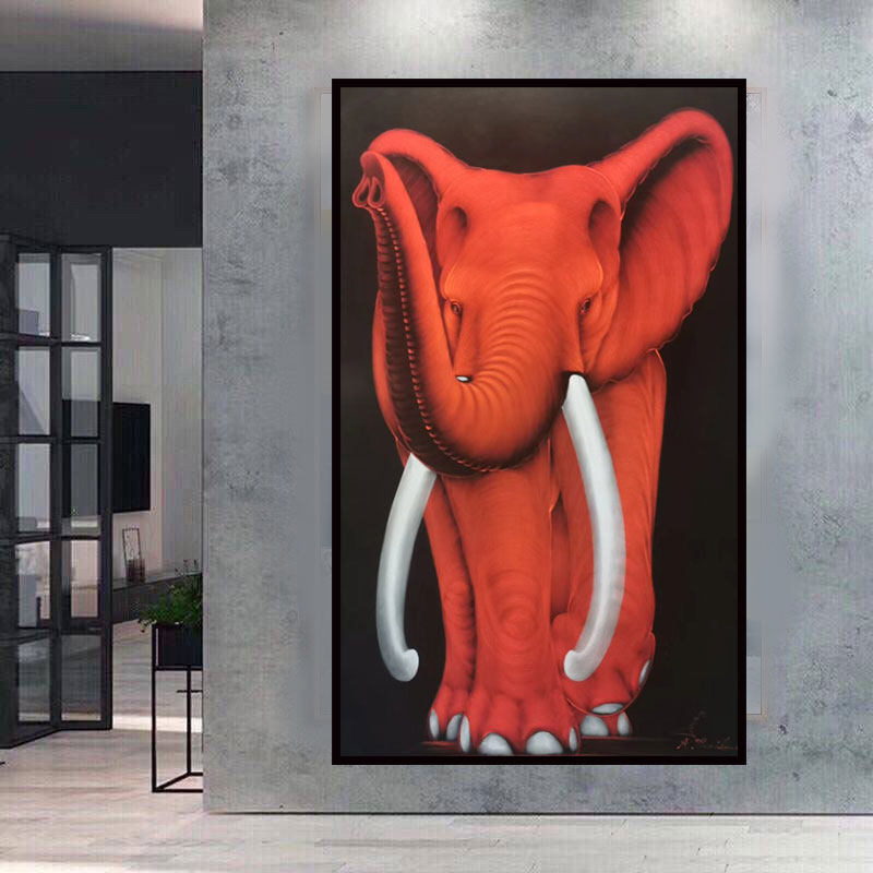 泰国大象画纯手绘油画进门入户玄关过道酒店油画