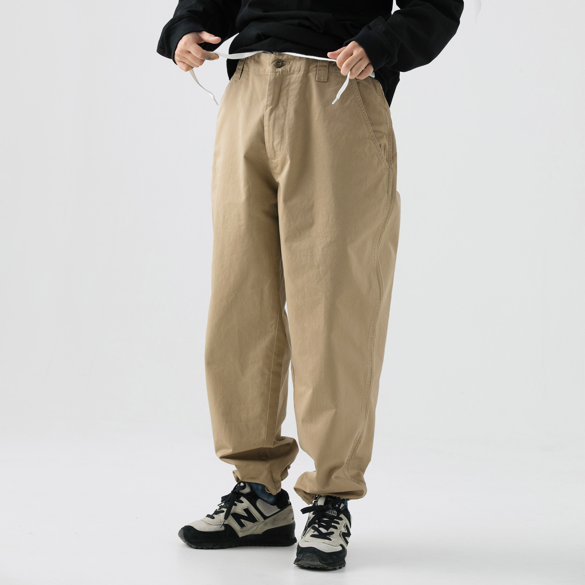 tballer2020新款纯棉抽绳裤男潮牌宽松休闲束脚休闲裤