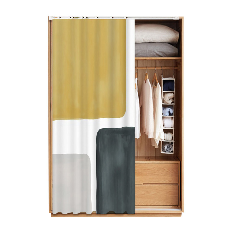 卧室橱柜遮挡门帘自粘粘贴滑轨简易试衣更衣室门帘