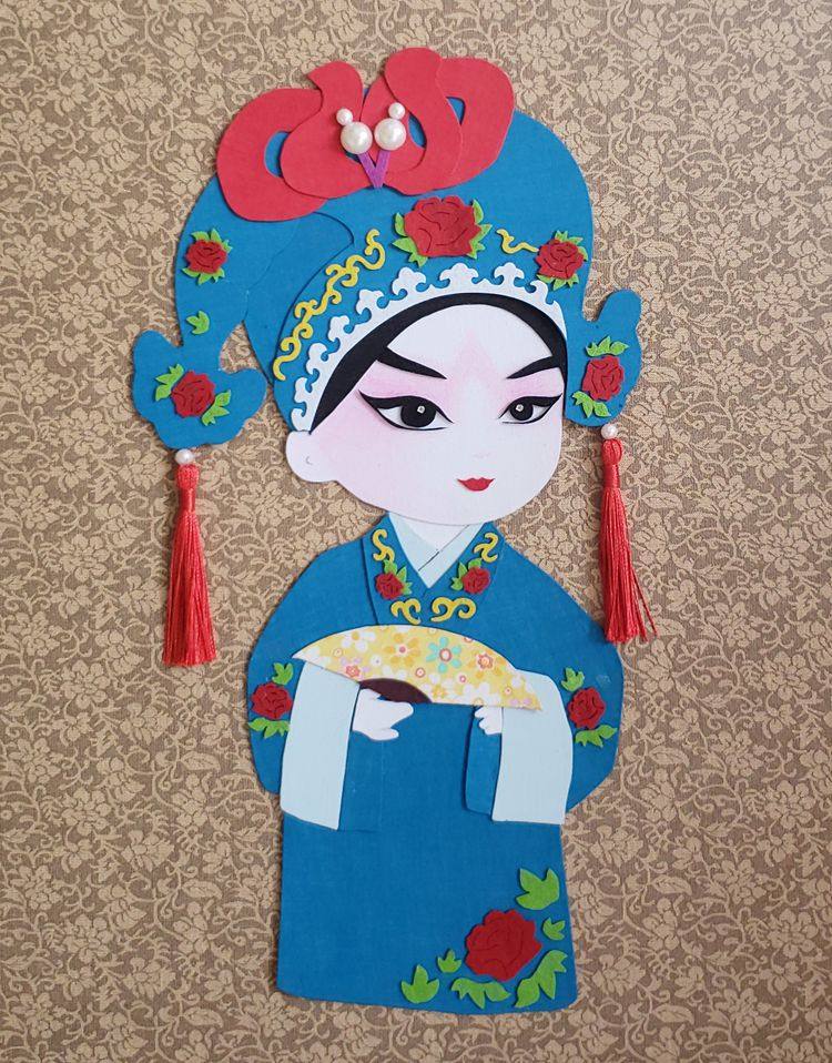 布贴画意缘得意人物小生贴画戏曲免剪京剧国风缝纫diy材料套装