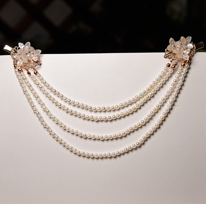 华容珠翠原创手工头饰汉服发饰多层珍珠围髻发饰