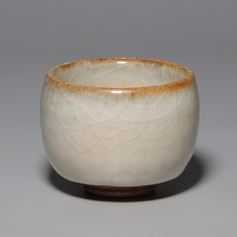 台湾张允澄志野烧杯长石釉志野杯手工开片原产茶杯