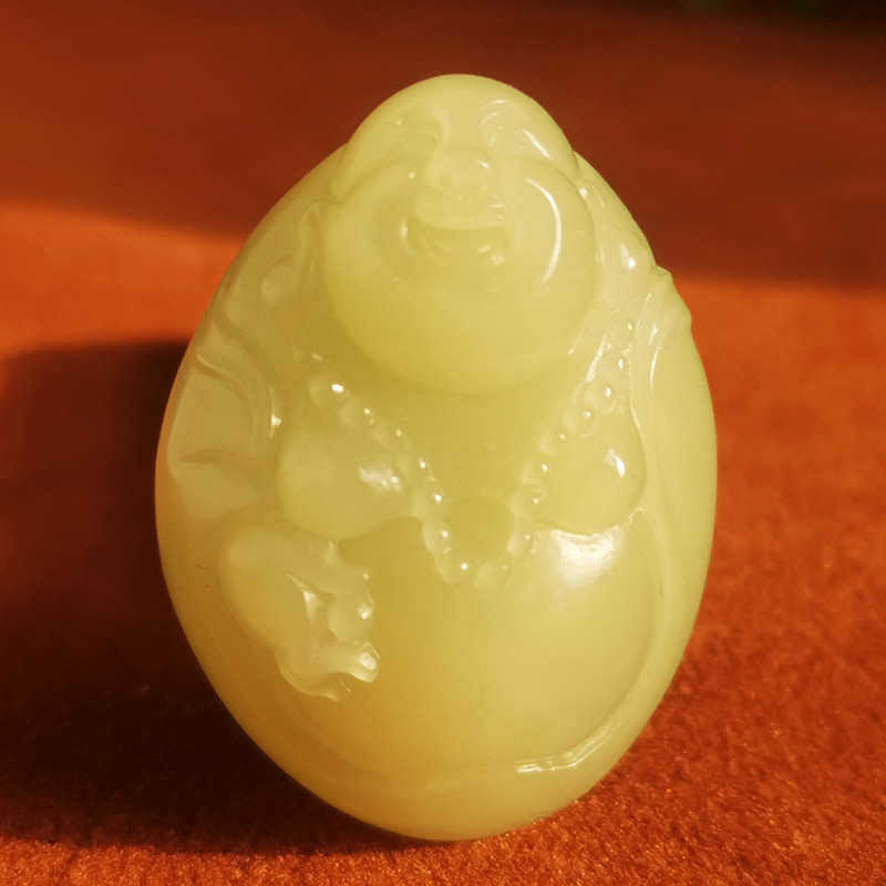 新疆和田玉若羌黄口黄玉吊坠手把玉石坠子貔貅颈饰