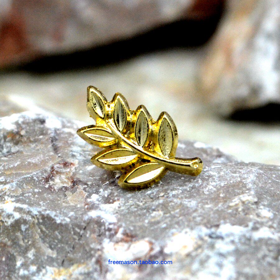 共济橄榄枝和平象征镀金金色袖珍徽章迷你花瓣胸针
