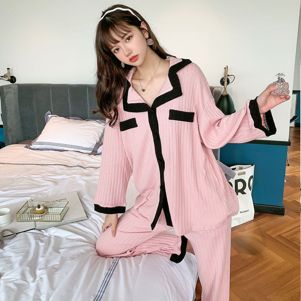 minisister新款欧美欧美时时尚加厚提花长袖开衫睡衣