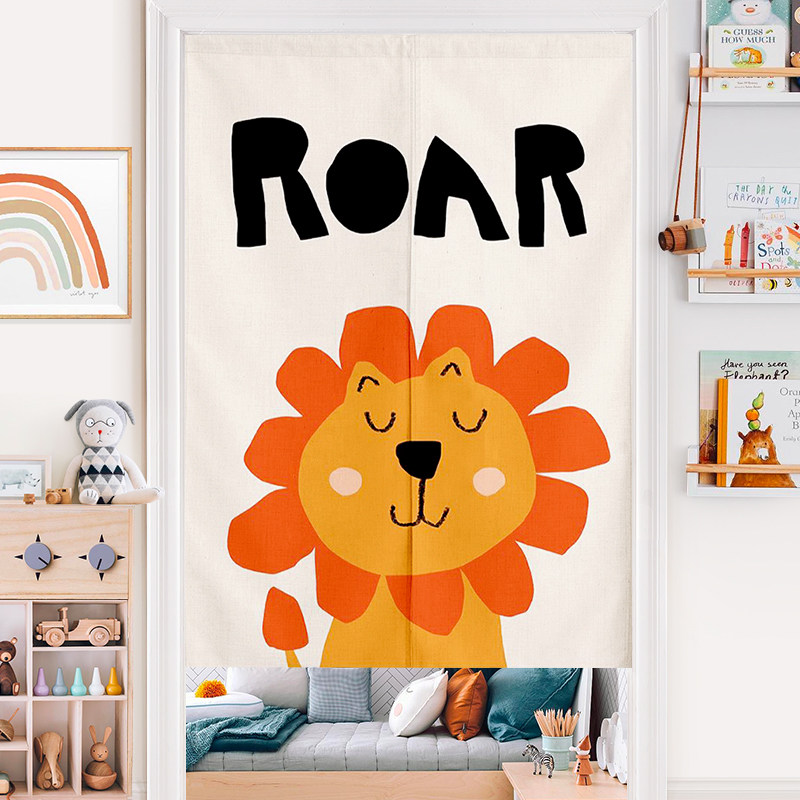 可爱卡通门帘 卧室布帘儿童房厨房厕所客厅隔断装饰帘 免打孔帘子