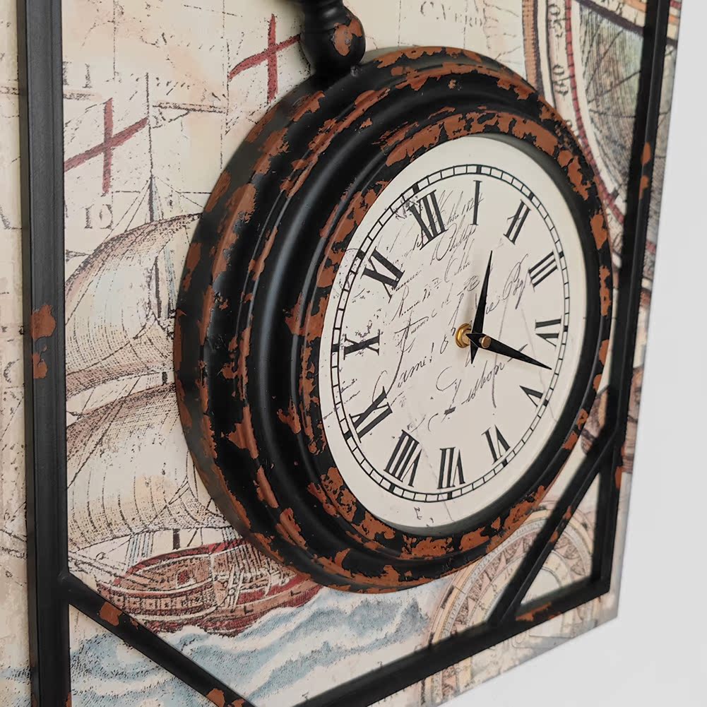 壁挂挂钟美式钟电表电表装饰画壁饰复古创意立体挂钟