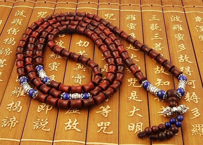 手工竹节小叶紫檀108颗佛珠念珠手链佛教饰品佛珠