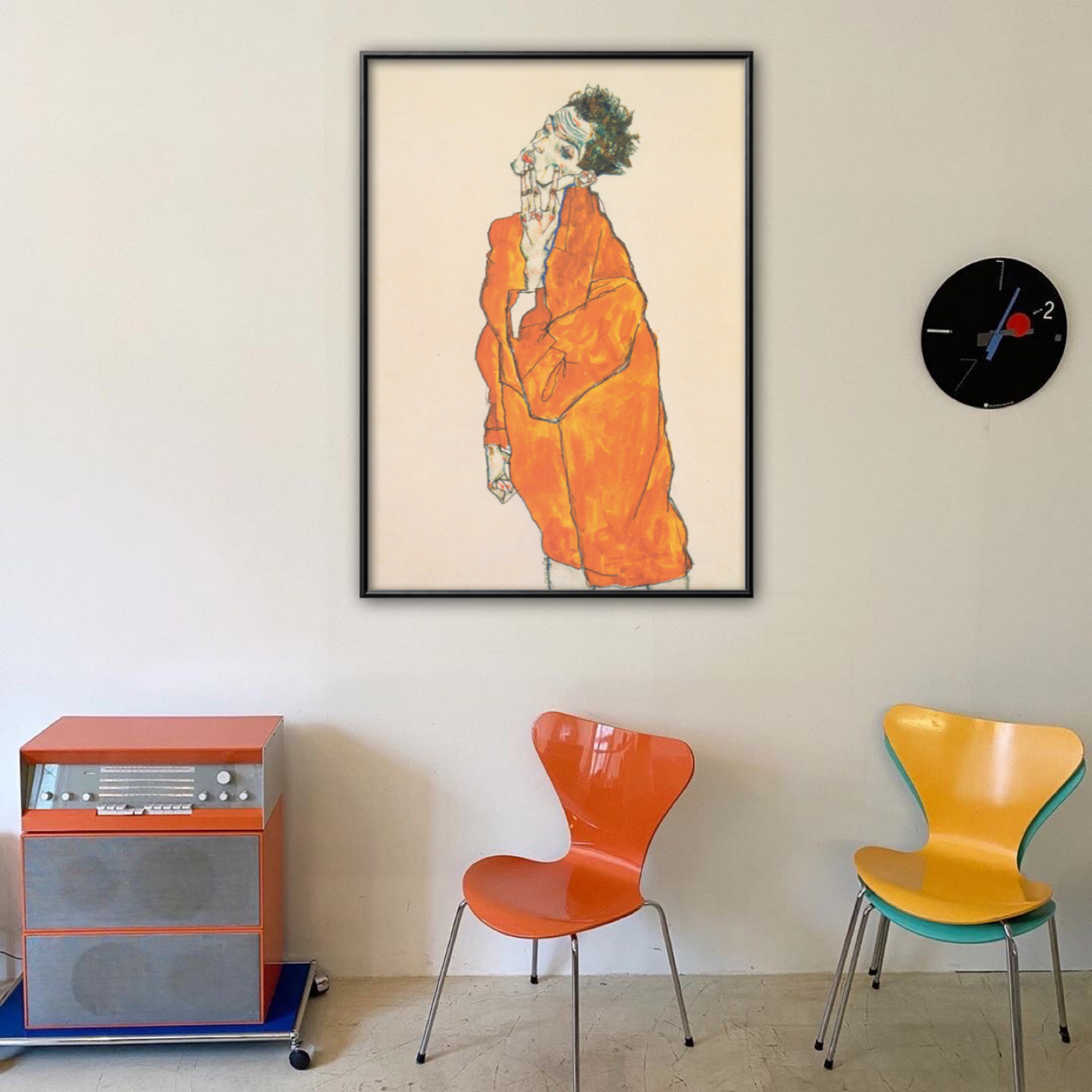 苏丝美术馆奥地利进口埃贡席勒艺术家自画像装饰画原版现代装饰画