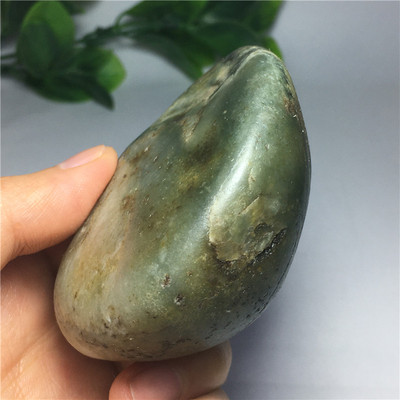 翠青籽料原石新疆和田带翠青玉真皮原籽玉龙河天然玉石珠宝奇石