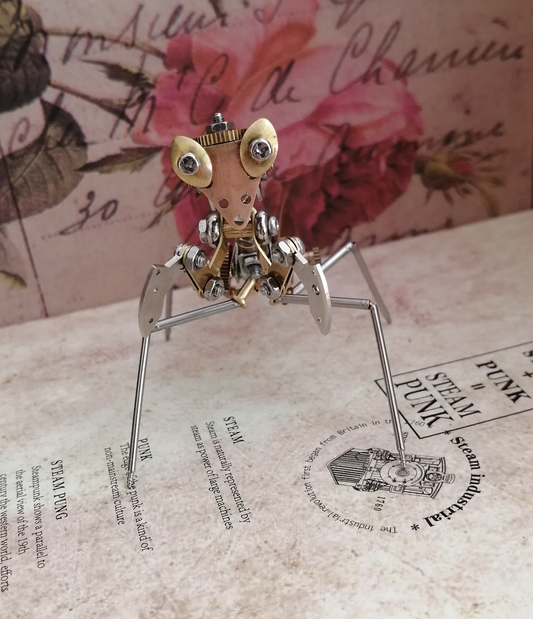 蒸汽朋克机械昆虫金属螳螂动物模型创意手工摆件