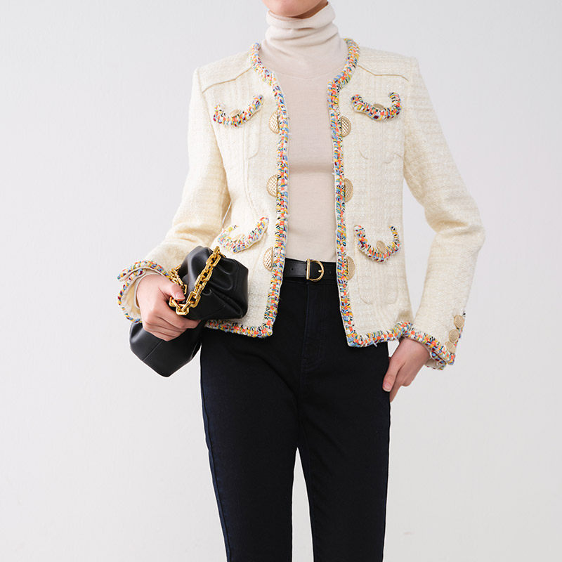 k03wwt03129茉莉雅集日本冰岛花呢料香奶奶气质短外套短外套