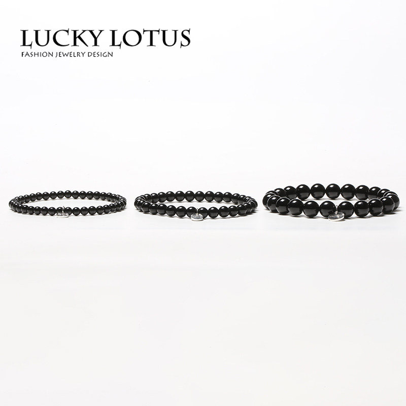 LUCKYLOTUS珠宝天然巴西黑碧玺手链本命年男女简约手串高能量包邮