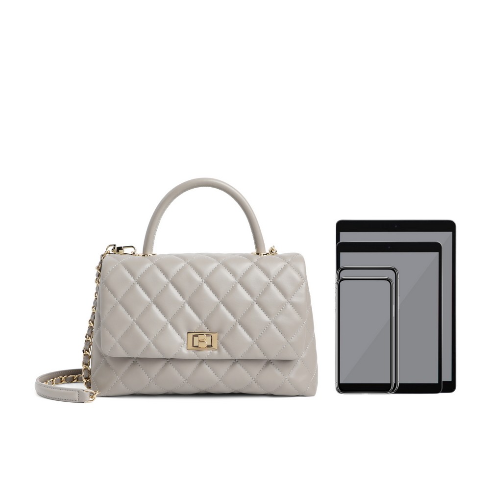 百丽时尚菱格纹绗缝包商场同款