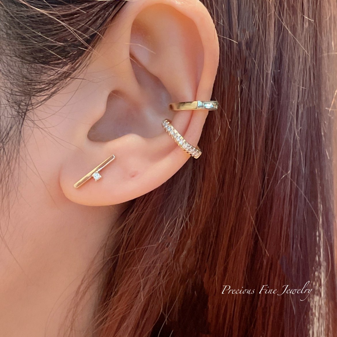 耳钉钻石precious原创哲学18k黄金单边立体耳环耳饰