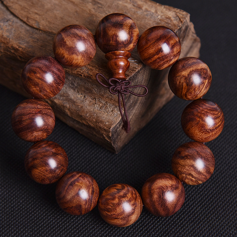 42.9g黄花梨水波虎皮降香黄檀20mm12颗佛珠手串小众木质珠串
